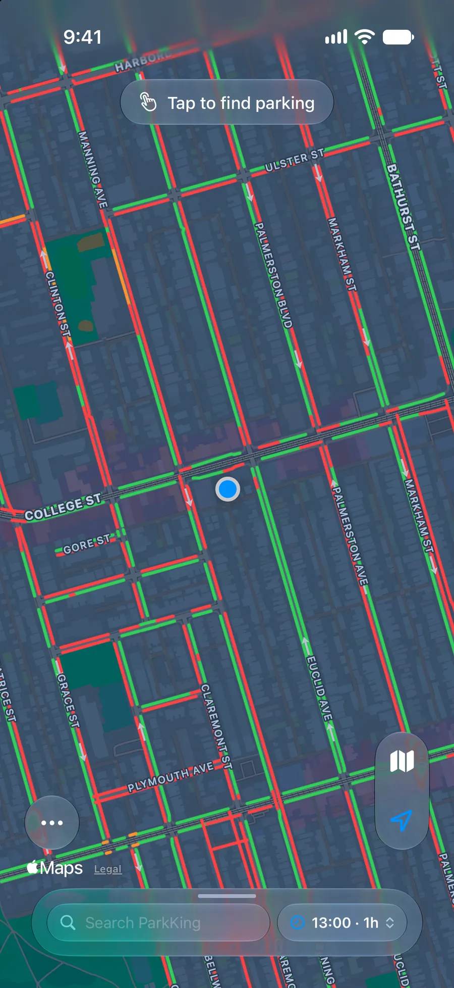 The same streets at 1 PM tomorrow.